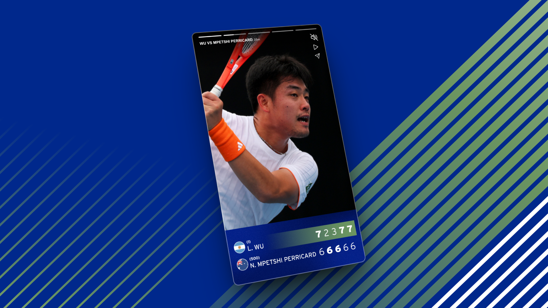 US Open in-app story with the live score overlay